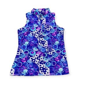 NEW Tzu Tzu Bella Top Women's XS Blue Cabo Rock 1/4 Zip Golf Tennis Made In USA